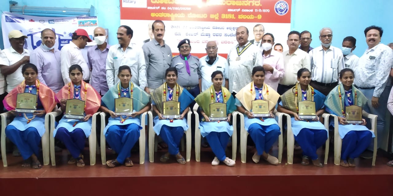 Felicitation to the Rajyapuraskar Award winner Rangers of our college on 24.08.21 by The Rotary Club, Chamarajanagar, at rotary bhavan, BR hills road, Chamarajanagar