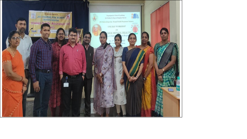 Mental Health Training of Students program was organized on 8.12.2022 underJSS Mahavidyapeetha Mental Health Program by Department of Clinical Psycology, JSS Medical College & Hospital, Mysuru